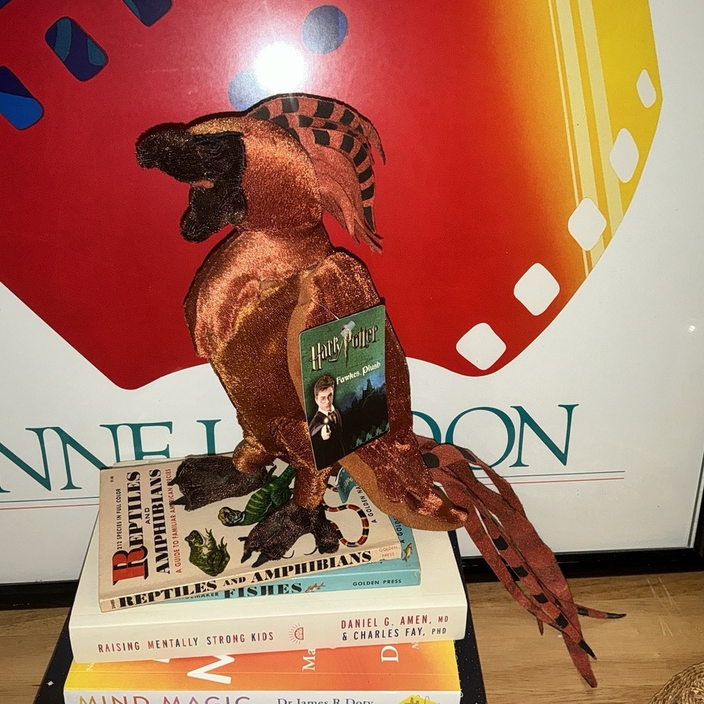 Harry Potter Fawkes Phoenix Plush Shiny long tail feathers with tags 10" New NWT